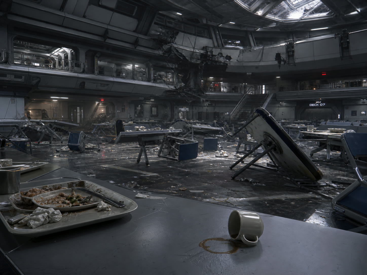 Reference — Abandoned meals, empty mess hall